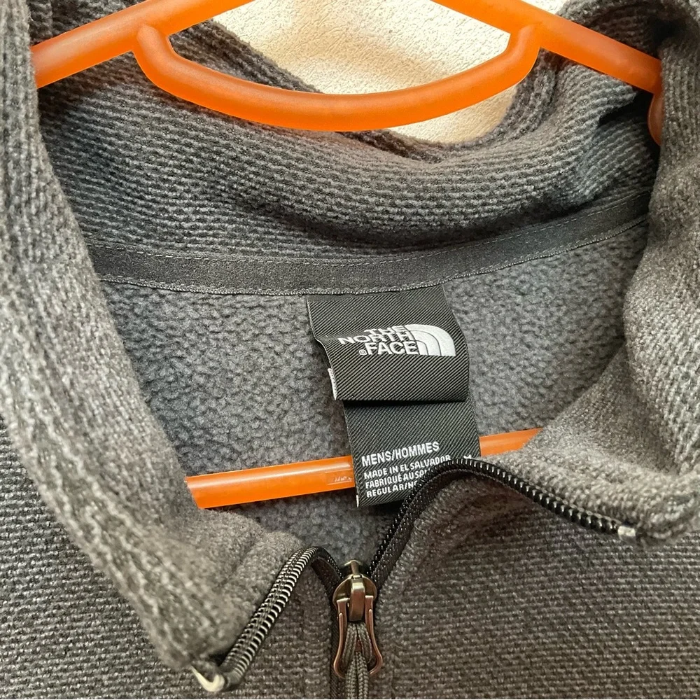 North Face Dark Grey Full Zip Fleece Lined Jacket Size Medium Men's Winter